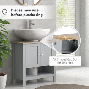 English Elm kleankin Pedestal Sink Storage Cabinet with Adjustable Shelf & Open Bottom, Gray MDF, 88lb Capacity, Space-Saving Design W2225P229558