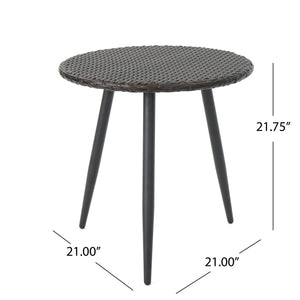 English Elm Christopher Knight Home® - KENNETH Brown Multi 3-Pc Chat Set – PE Rattan Bistro Outdoor Patio Seating with Waterproof Cushions and Iron Frame (Compact) 61209.00MBN