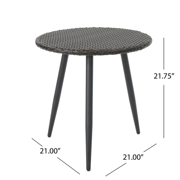 English Elm Christopher Knight Home® - KENNETH Brown Multi 3-Pc Chat Set – PE Rattan Bistro Outdoor Patio Seating with Waterproof Cushions and Iron Frame (Compact) 61209.00MBN