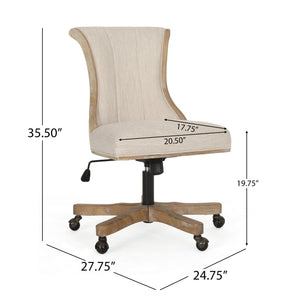 English Elm Christopher Knight Home® - SWIVEL&LIFT Modern Rollback Office Chair with Vertical Channel Stitching, Rubberwood Frame & Casters Beige+Natural 71885.00FBGENTL