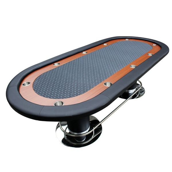 English Elm 96" Oval Poker Table Seats 10 with Speed Felt Surface Stainless Steel Cup Holders Black W2748S00048