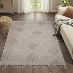 English Elm Guros Collection 4X6 Cream Trellis Area Rug - Stylish, Durable, Kid & Pet-Friendly Indoor/Outdoor Rug B189P183462