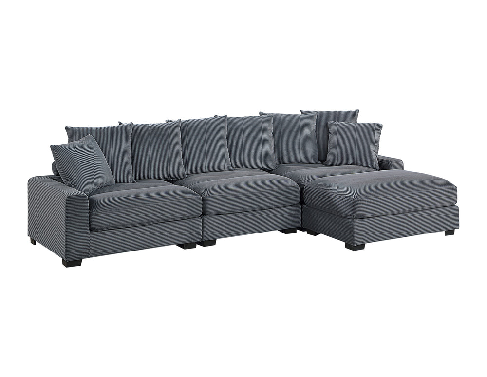 English Elm Contemporary 4-Piece Modular Sectional Set In Soft Corduroy - Versatile Living Room Furniture & Comfort B011S01157