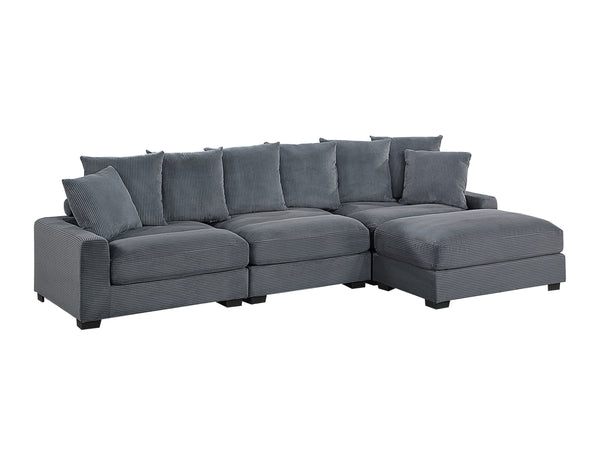 English Elm Contemporary 4-Piece Modular Sectional Set In Soft Corduroy - Versatile Living Room Furniture & Comfort B011S01157