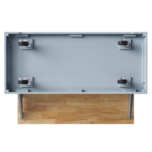 English Elm K&k Farmhouse Rolling Kitchen Island Rubberwood Drop Leaf 3 Drawers 4 Cabinet Doors Grey+Blue N707S195395G