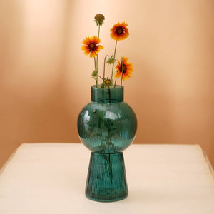 English Elm Modern Funnel Flare Vase – 6X11 Inch Teal Green Glass Décor For Home, Office, And Event Centerpieces B346P336849