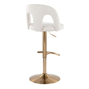 English Elm Adjustable Swivel Barstools Set of 2 White Fabric Padded Seats Chrome Base B202S01950