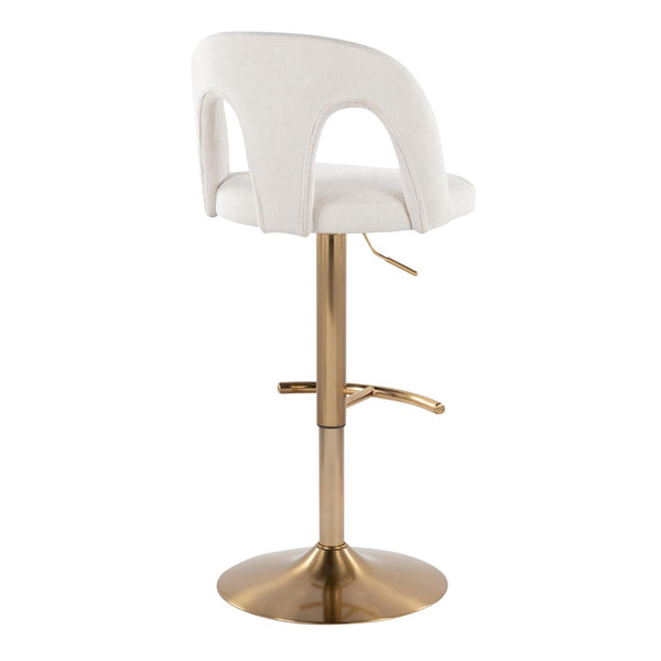 English Elm Adjustable Swivel Barstools Set of 2 White Fabric Padded Seats Chrome Base B202S01950