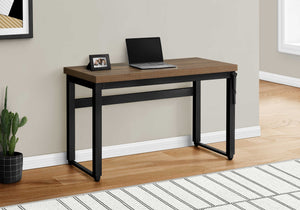 English Elm Computer Desk - Adjustable Height, Contemporary Walnut Laminate & Black Metal, Perfect For Small Spaces B2710P219890
