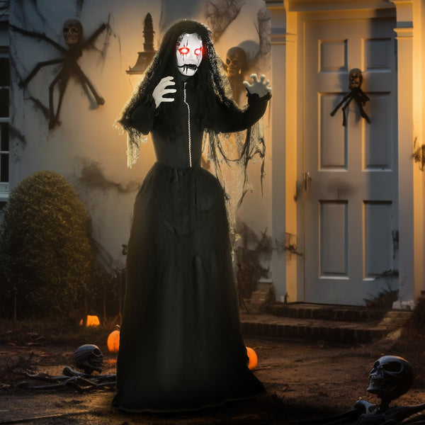 English Elm Homcom 67" Life-Size Animated Ghost Bride With Creepy Sounds, Red Eyes, And Touch Activation For Halloween Fun! W2225P229495