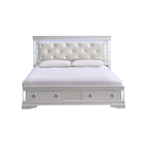 English Elm Verona Full Bed Frame With Led Headboard, Pearl White - Stylish Storage & Modern Design, No Mattress B078S00640-GIGA