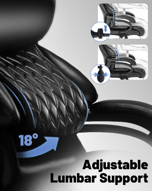 English Elm 600lbs Heavy Duty Executive Chair Pocket Spring Cushion Ergonomic Big Tall Support W5201P423401