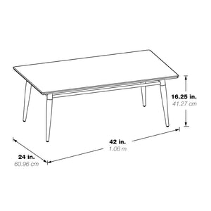 OSP Home Furnishings Brooklyn Matte Wood Top Coffee Table with Brushed Nickel Frame for Modern Living White MG1242S-WH