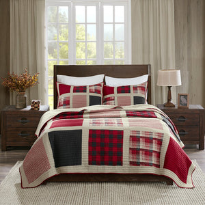 JLA Home Woolrich - 100% Cotton Huntington Oversized Quilt Mini Set – Lightweight Plaid & Solid Patchwork, Breathable Year-Round Comfort 110 L x 96 W x 0.25H WR14-1725