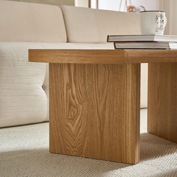 English Elm Modern Butterfly Coffee Table MDF 31.5" — Elegant Split Design, Spacious Top, Versatile Living Room Accent Natural W876P353937