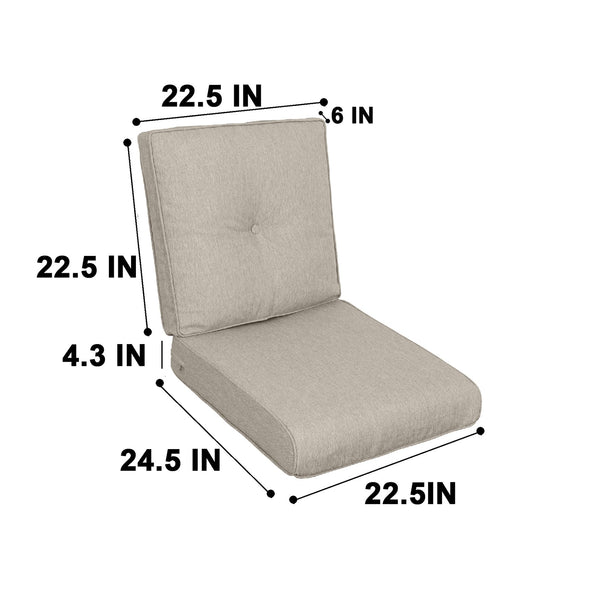 English Elm 2 High Back Patio Chair Cushions 2-Pack Tufted Outdoor Rocking & Adirondack Cushions Waterproof Comfortable Durable Garden Seating Beige+Brown W419P311602