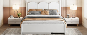 English Elm Queen Size Platform Bed With Twin Xl Trundle, 2 Storage Drawers, Elegant Design For Space-Saving N820S00025K-GIGA