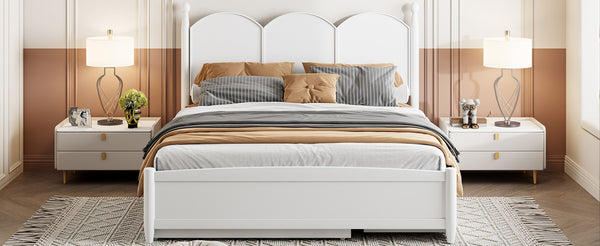 English Elm Queen Size Platform Bed With Twin Xl Trundle, 2 Storage Drawers, Elegant Design For Space-Saving N820S00025K-GIGA