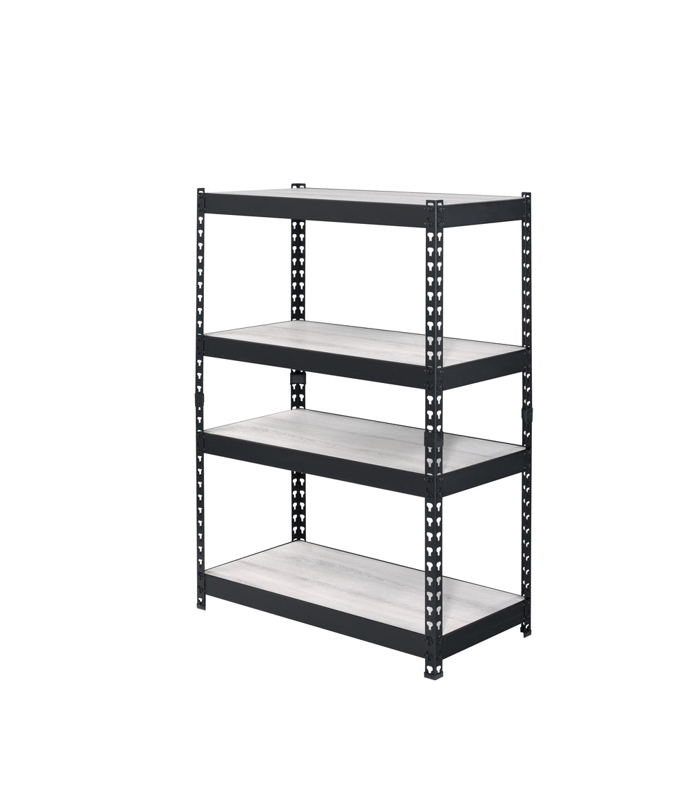 English Elm Decmus Industrial 4-Tier Bookshelf in Black & Natural – Sturdy Metal Frame, Adjustable MDF Shelves, KD assembly B2726P282407