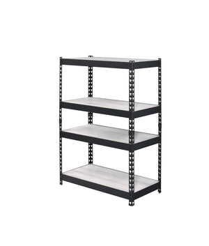 English Elm Decmus Industrial 4-Tier Bookshelf in Black & Natural – Sturdy Metal Frame, Adjustable MDF Shelves, KD assembly B2726P282407