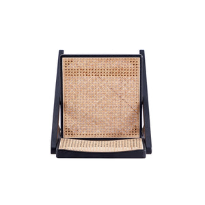 English Elm Pullman Wood Folding Chair with Cane Seat, Solid Ash Frame, 275lb Capacity, Space-Saving Design Black+Natural B365P397822