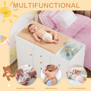 English Elm Baby Nursery Dresser with 8 Drawers 2 Cabinets Changing Station Laminated Mdf W3393P453907