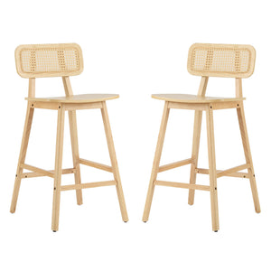 English Elm Christopher Knight Home® - Bari Curved Solid Wood Barstool with Woven Rattan Backrest, Ergonomic Comfort and Timeless Finish Natural N775P264463N