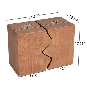English Elm Christopher Knight Home® - MGO Rectangular Side Table Set of 2 – Durable MGO Outdoor Indoor Accent Stools, Weather-Resistant Patio Nesting End Tables Natural N770P341380N