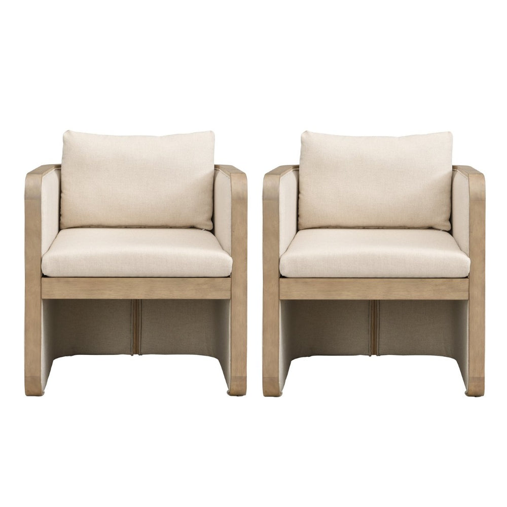 English Elm 25.25" Boucle Upholstered Accent Dining Chairs Mid-century Rubberwood Frame Set of 2 N771P392217M
