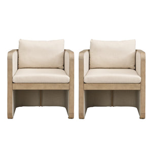 English Elm 25.25" Boucle Upholstered Accent Dining Chairs Mid-century Rubberwood Frame Set of 2 N771P392217M