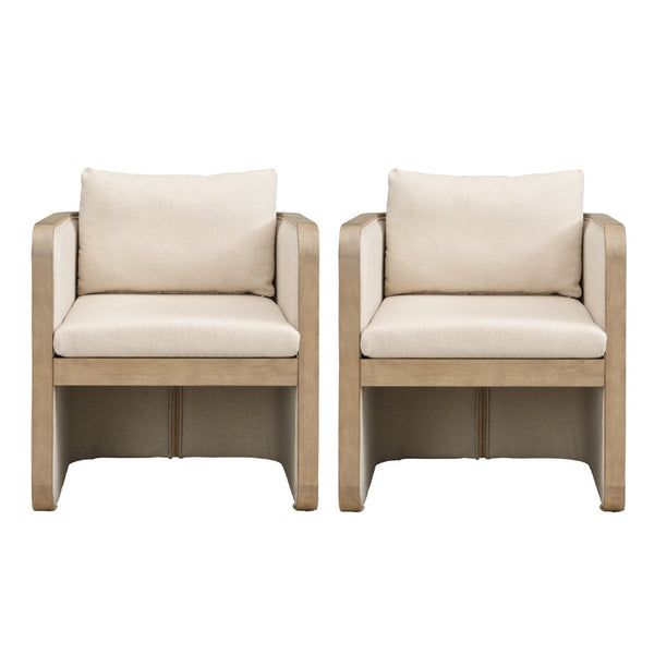 English Elm 25.25" Boucle Upholstered Accent Dining Chairs Mid-century Rubberwood Frame Set of 2 N771P392217M