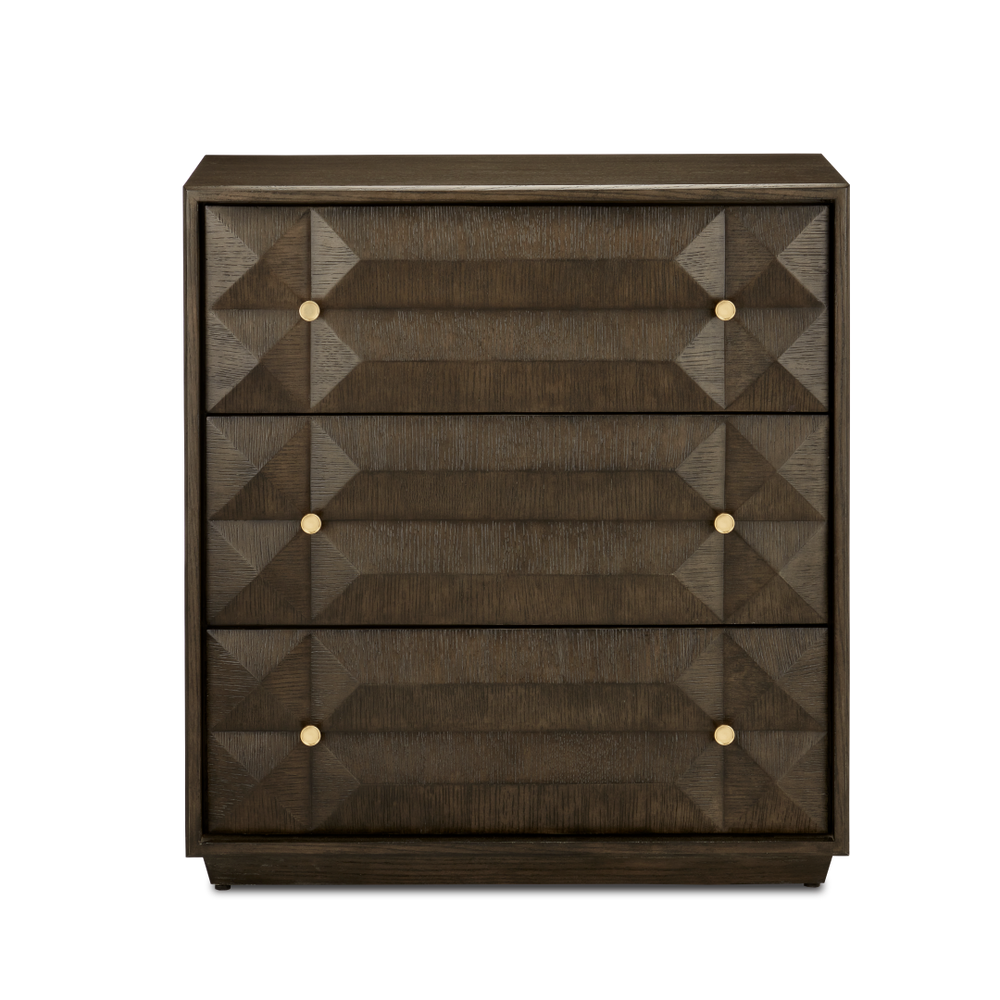 Kendall Dove Gray Chest – Contemporary Oak Design with Polished Brass Accents & Soft-Close Drawers