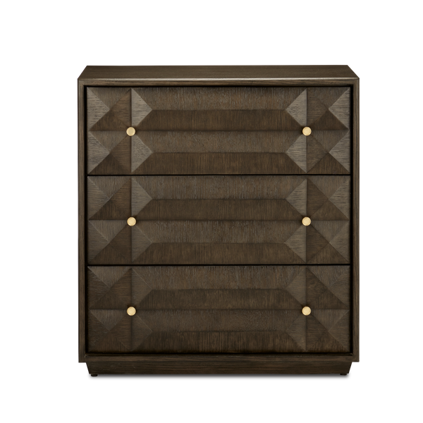 Kendall Dove Gray Chest – Contemporary Oak Design with Polished Brass Accents & Soft-Close Drawers