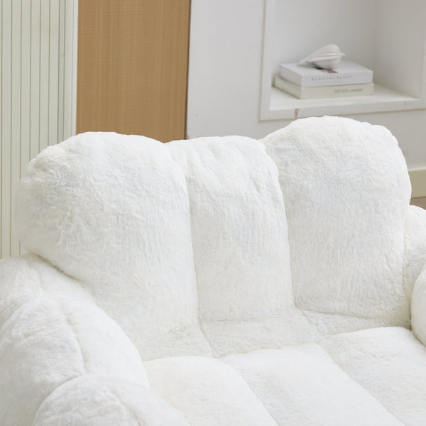 English Elm Lotus Oversized Bean Bag Sofa Memory Foam Filled Accent Chair for Living Room White W2311P457272