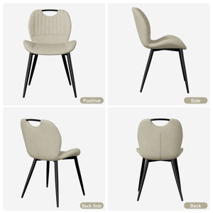 English Elm Dining Chair Set Of 2 – Modern Beige Pu Leather Armless Chairs With Comfy Backrest & Solid Wood Legs T3950P396416