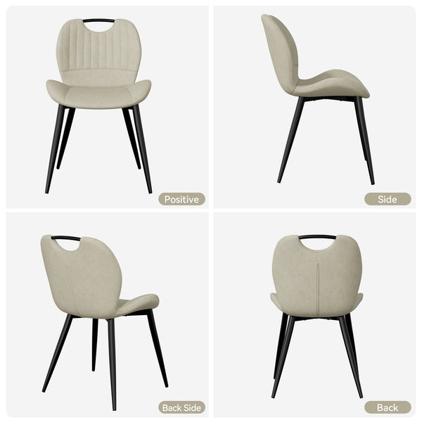 English Elm Dining Chair Set Of 2 – Modern Beige Pu Leather Armless Chairs With Comfy Backrest & Solid Wood Legs T3950P396416