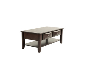 English Elm Classic Modern wooden coffee table with Ogumi veneer top, drawers & lower shelf for stylish storage Antique Black,Espresso 28 L x 10 W x 51 H B011P395606