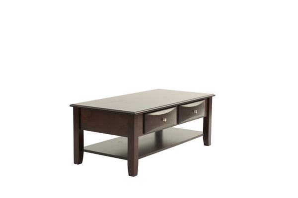 English Elm Classic Modern wooden coffee table with Ogumi veneer top, drawers & lower shelf for stylish storage Antique Black,Espresso 28 L x 10 W x 51 H B011P395606