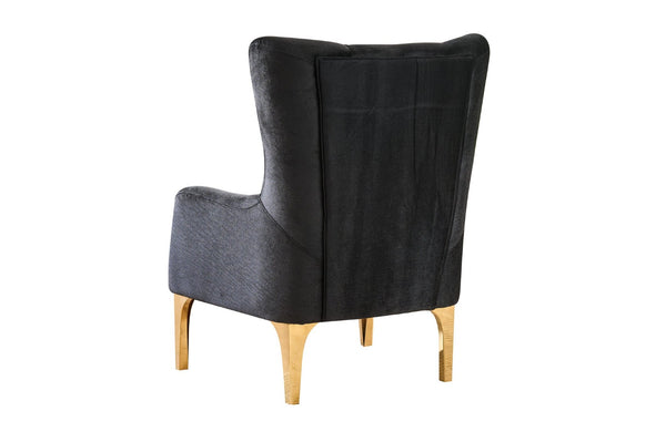 English Elm Lippa Tufted Upholstered Accent Chair with Gold Steel Legs for Glam Living Spaces Black B009P442549