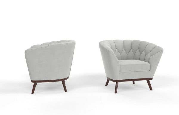 English Elm 1pc Barrel Accent Chair Channel-tufted Velvet Upholstery Mid-century Bedroom Lounge Seat B011P479018