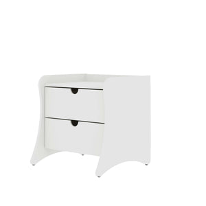 English Elm Coney 20" Nightstand with 2 Soft-Glide Drawers and Curved Panel Legs — Sleek Modern Bedroom Storage White B365P398164