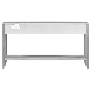 English Elm U_style Farmhouse Console Table with Three Drawers Open Shelf Entryway Organizer N711P410445E