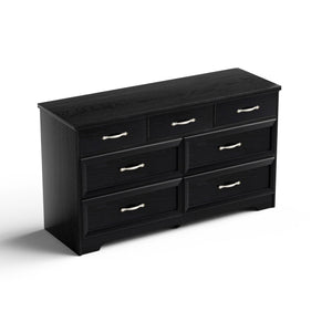 English Elm Modern Sleek 3-Drawer Chest with Antique Gold Knobs, Waterproof MDF, Anti-Tip Safety, Spacious Organizer Black W1668P182250