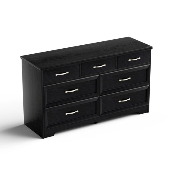 English Elm Modern Sleek 3-Drawer Chest with Antique Gold Knobs, Waterproof MDF, Anti-Tip Safety, Spacious Organizer Black W1668P182250