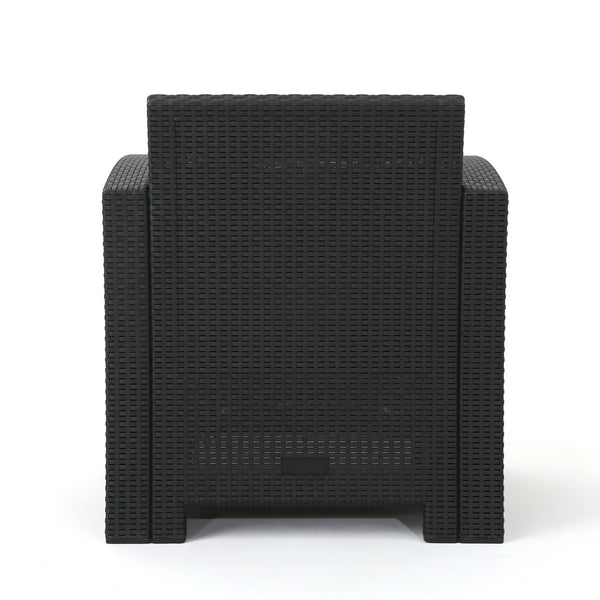 English Elm Christopher Knight Home® - 5 Seater Outdoor Wicker Chat Set with Waterproof Removable Cushions, Durable Polypropylene, Charcoal 61311.00