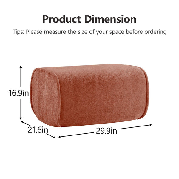 English Elm Harrison Velvet Modular Ottoman with French Piping Trim and Cloud Foam Cushioning Red W3041P386592