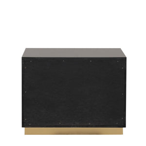 English Elm Contemporary Black Gold Nightstand Dovetail Drawers Felt Lined Solid Wood Bedroom B2741P435902