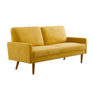 English Elm Velvet Kent 3-Seater Sofa with Plush Upholstery, European Modern-Vintage Design and Durable Build Mustard yellow B2735P291968