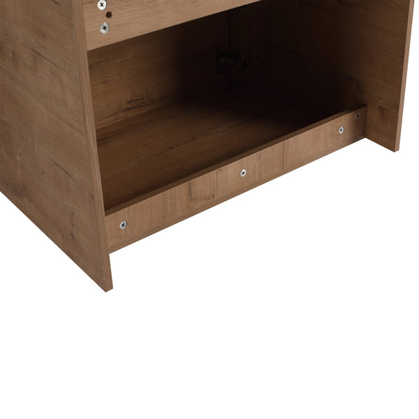 English Elm 68'' Wall-Mounted Bathroom Vanity with White Ceramic Sink, Plywood Shelves, Soft-Close Door Elegance W999S00382