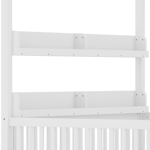 English Elm Full House Floor Bed with Door and Guardrails for Kids, Solid Wood Double Full, Safe Play Nook Light White W1580P359331